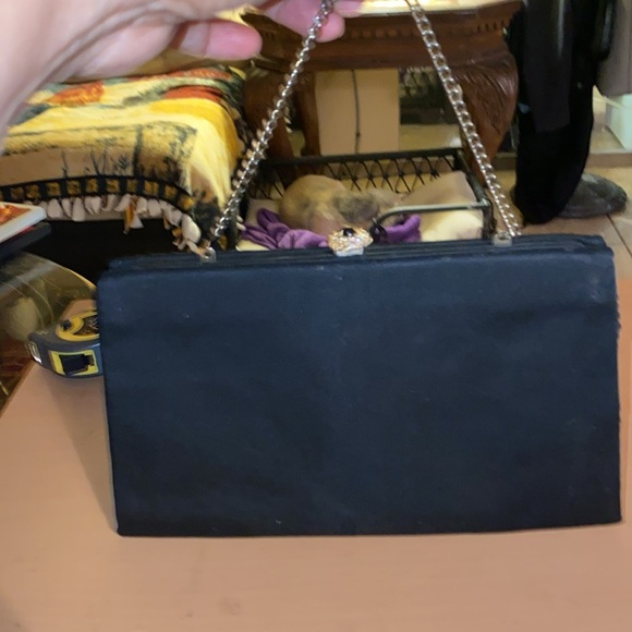 Vintage 50s After Five by L and M Lowy & Mund  Black $ Gold Chain Clutch Bag - Picture 3 of 7